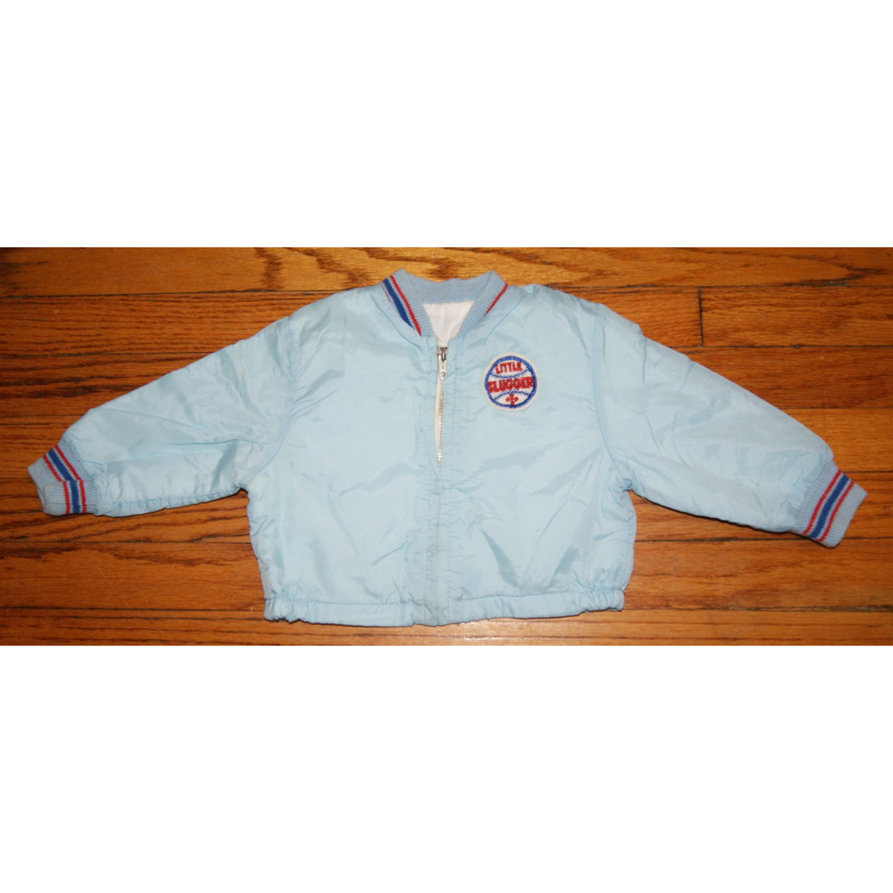 Vintage 70s Little Slugger Light Blue Zip Up Toddler 2T Jacket Unbranded